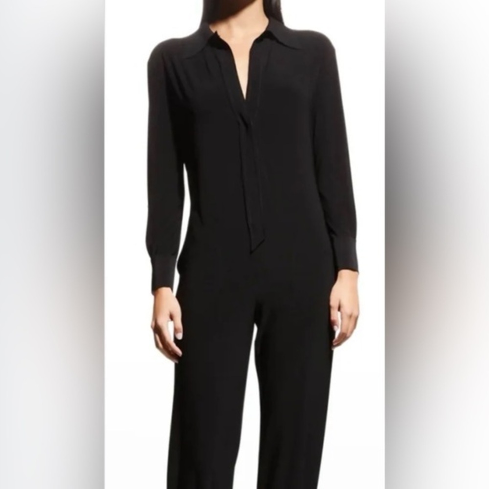 Norma Kamali women’s long sleeve Velcro shirt jogger jumpsuit